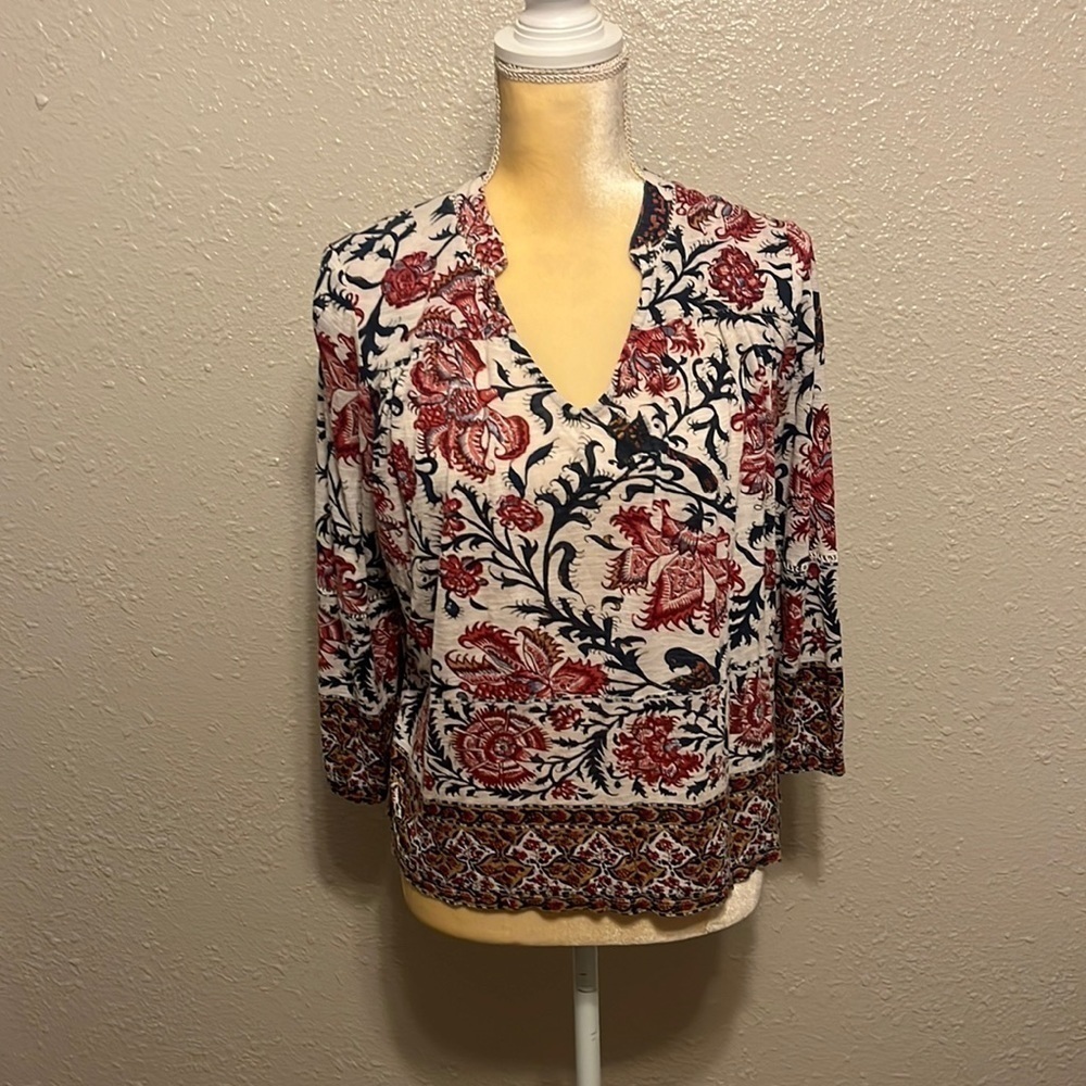 Lucky‎ Brand Blue and Red Floral Blouse Size S